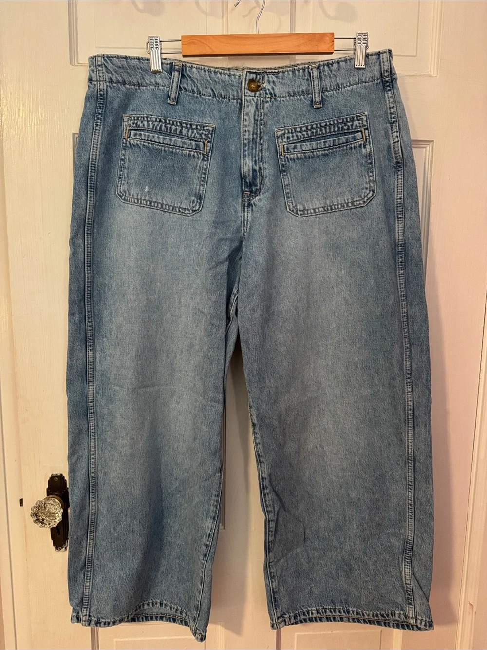 Old Navy High Rise Baggy Wide Leg Drapey Denim Jean Women's 16 P